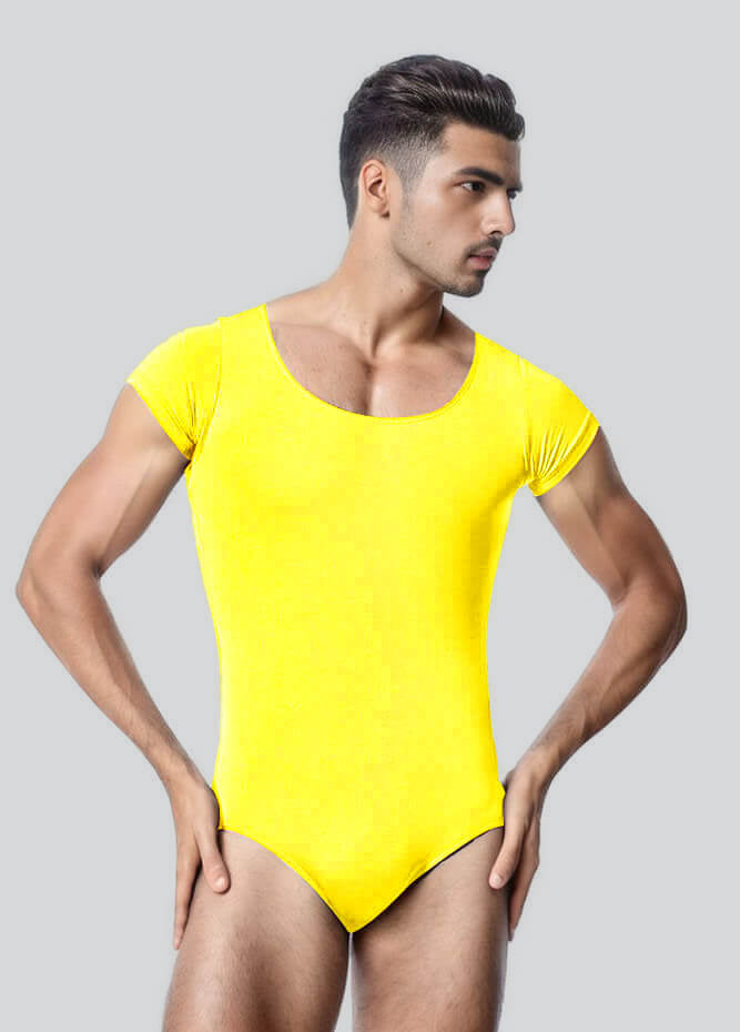 Mens Cap Sleeve Round Neckline Leotard