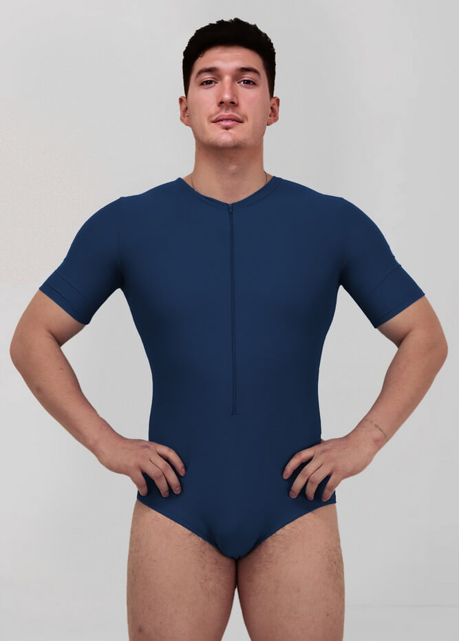 Mens Half Sleeve Zip Front Leotard