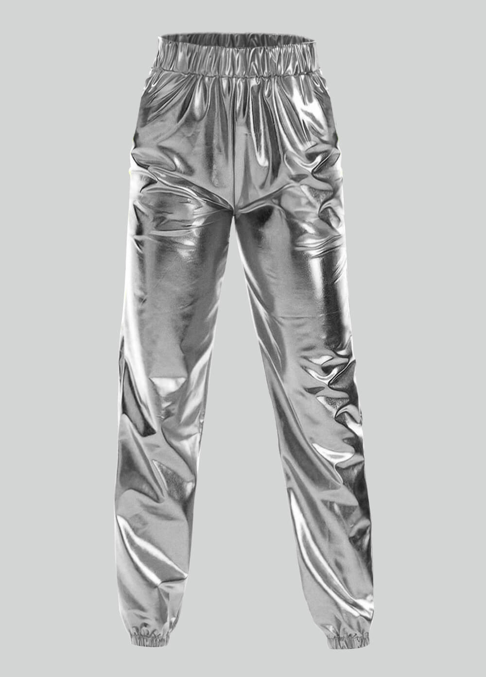 Mens Metallic Shiny Party Pants with Pockets