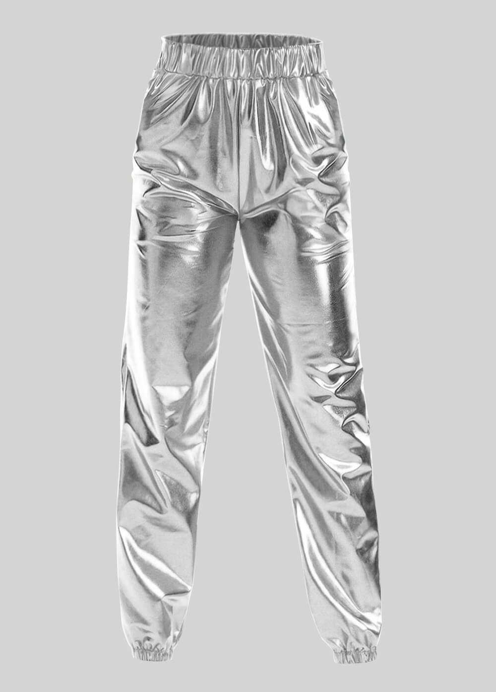 Mens Metallic Shiny Party Pants with Pockets