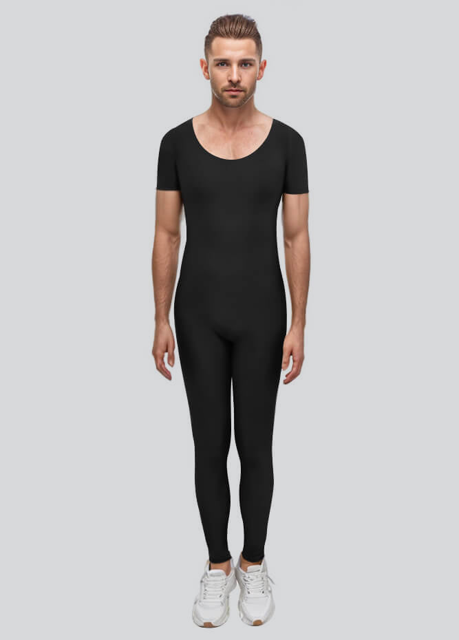 Mens One Piece Short Sleeve Unitard
