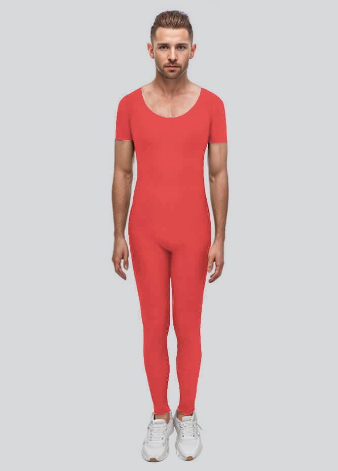 Mens One Piece Short Sleeve Unitard