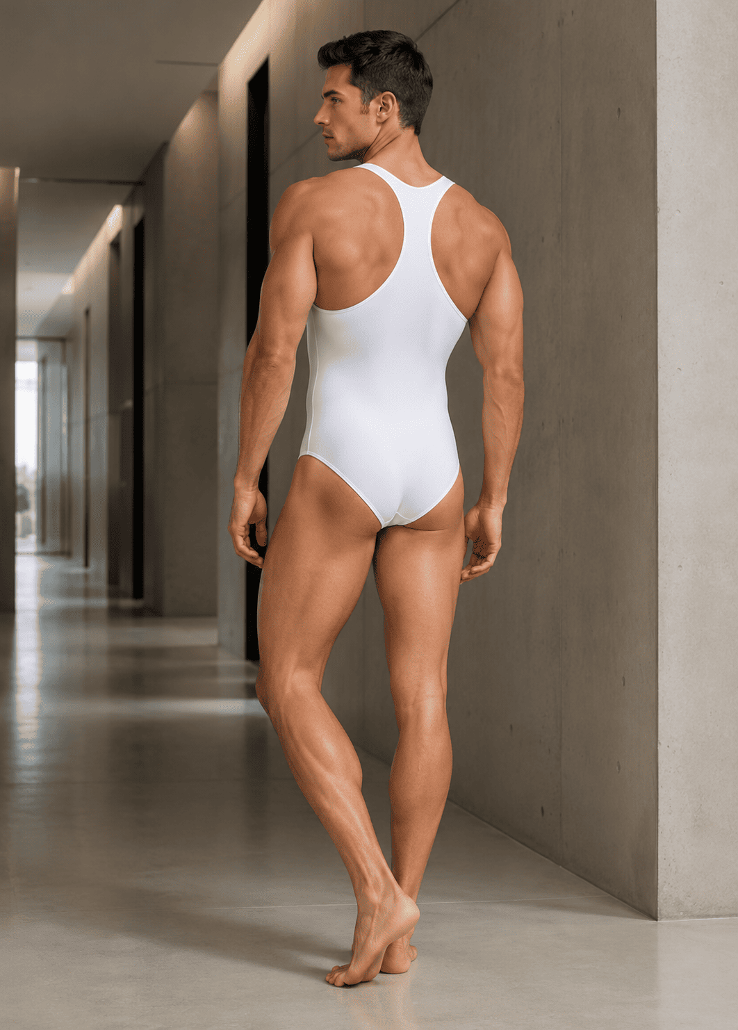 Mens Racer Back Fitness Thong Leotard