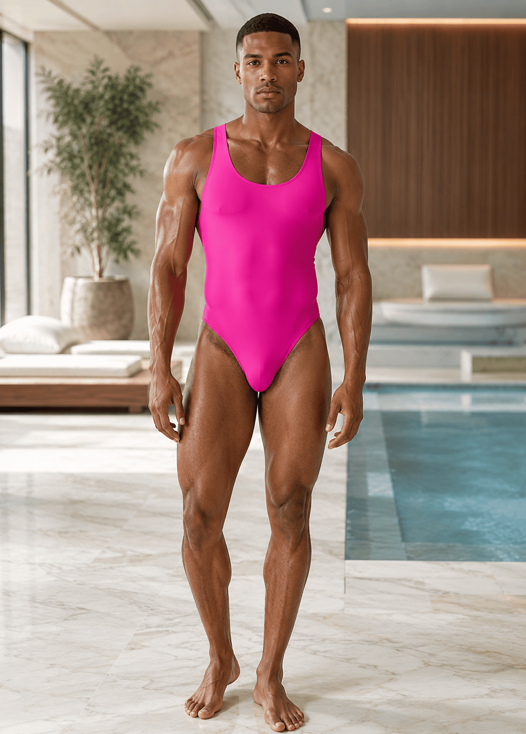 Mens Racer Back Fitness Thong Leotard