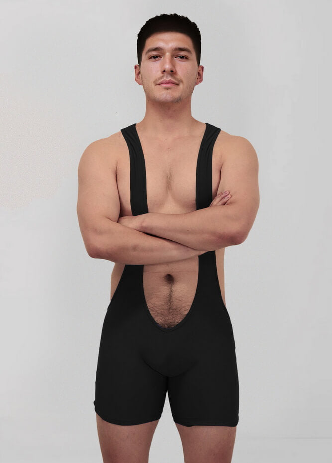Mens Sexy Spandex Suspender Unitard