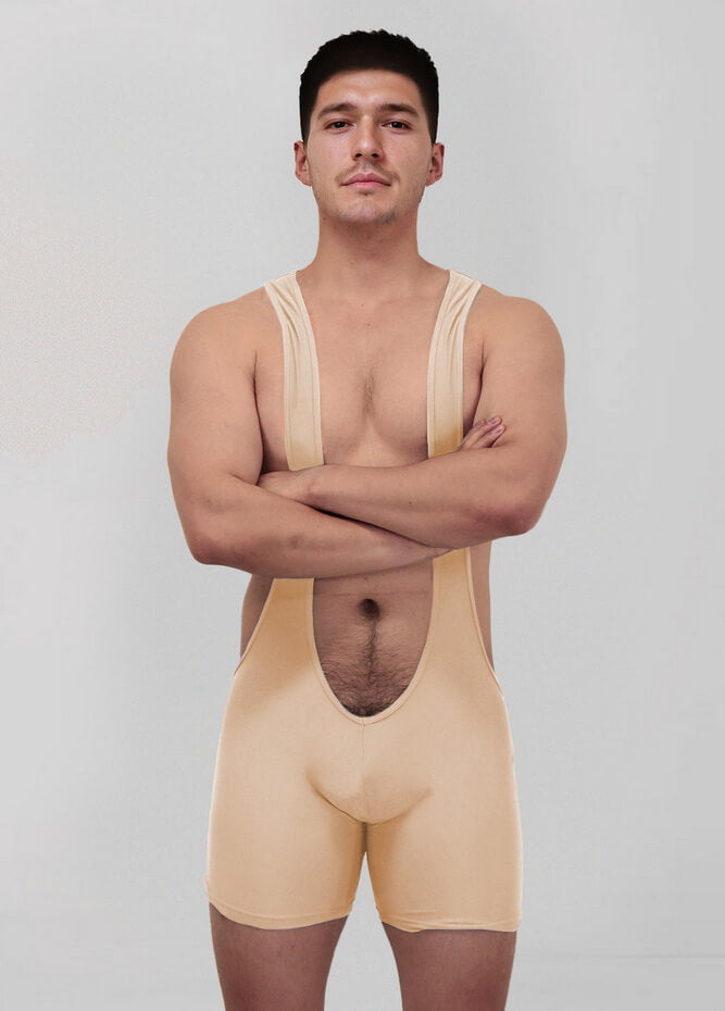 Mens Sexy Spandex Suspender Unitard