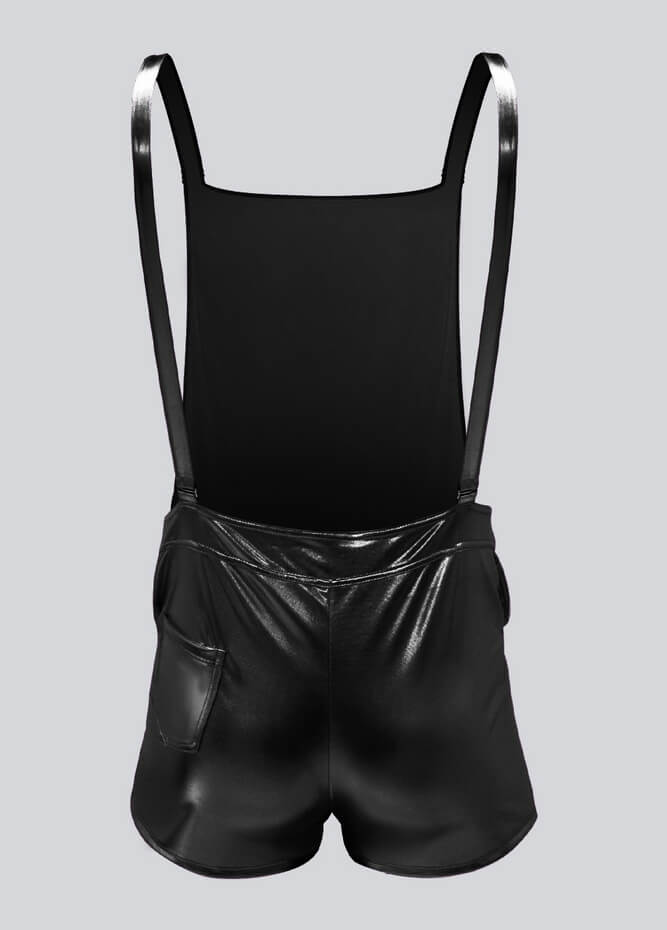 Mens Shiny Metallic Short Overall With Pockets