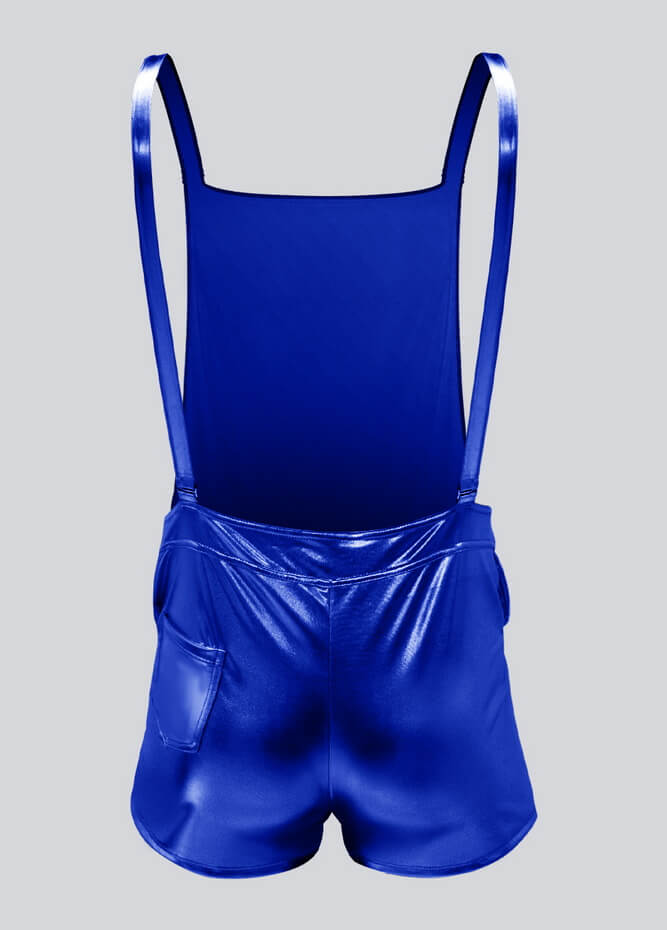 Mens Shiny Metallic Short Overall With Pockets