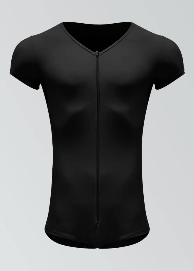 Mens Short Sleeve Two-Way Zipper Romper