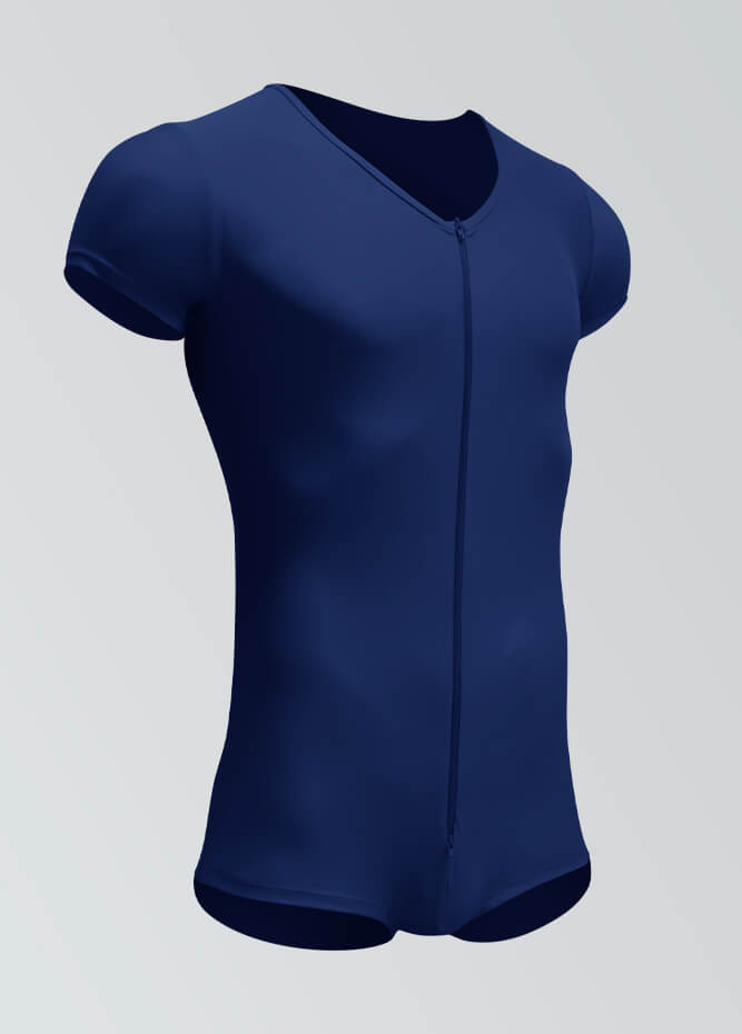 Mens Short Sleeve Two-Way Zipper Romper