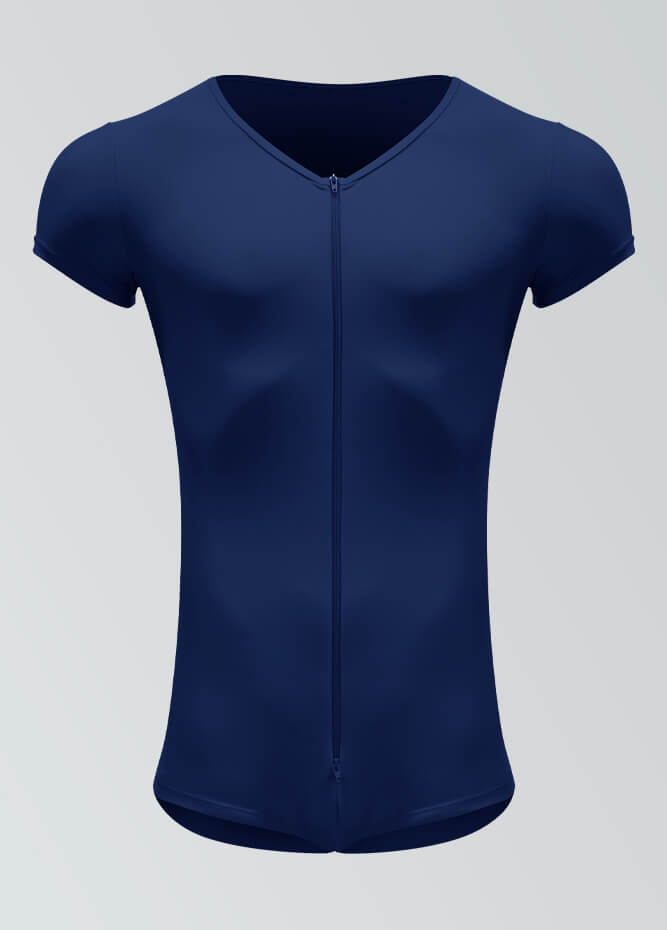 Mens Short Sleeve Two-Way Zipper Romper