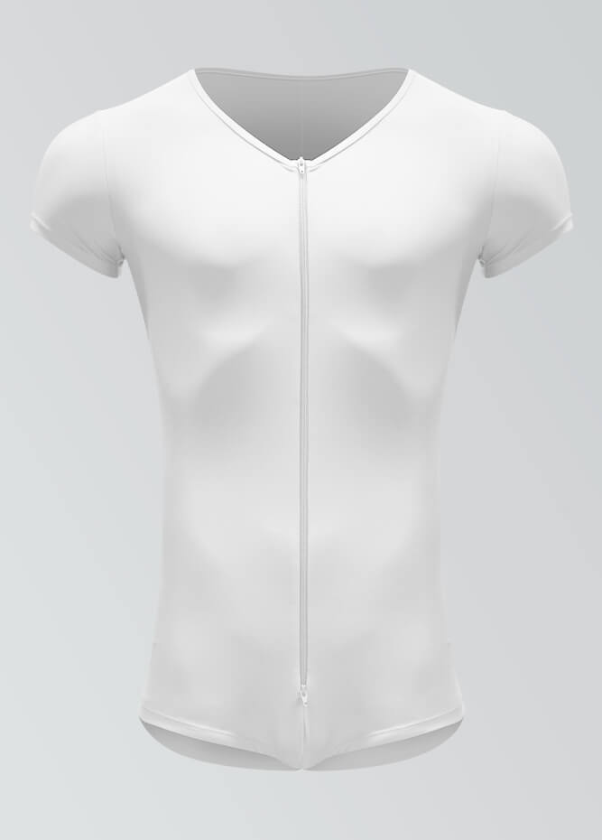 Mens Short Sleeve Two-Way Zipper Romper