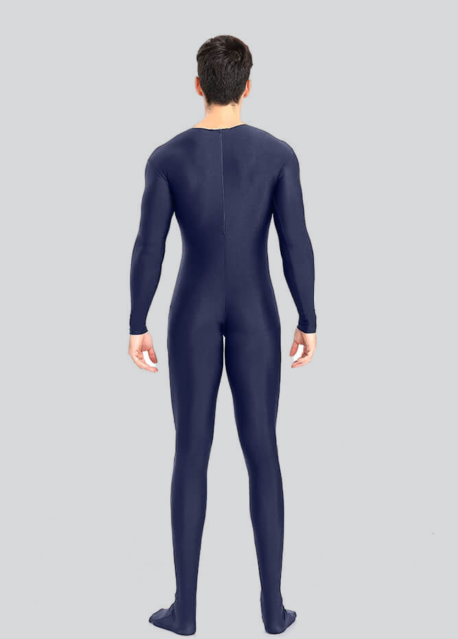 Mens Spandex Long Sleeve Unitard with Footed