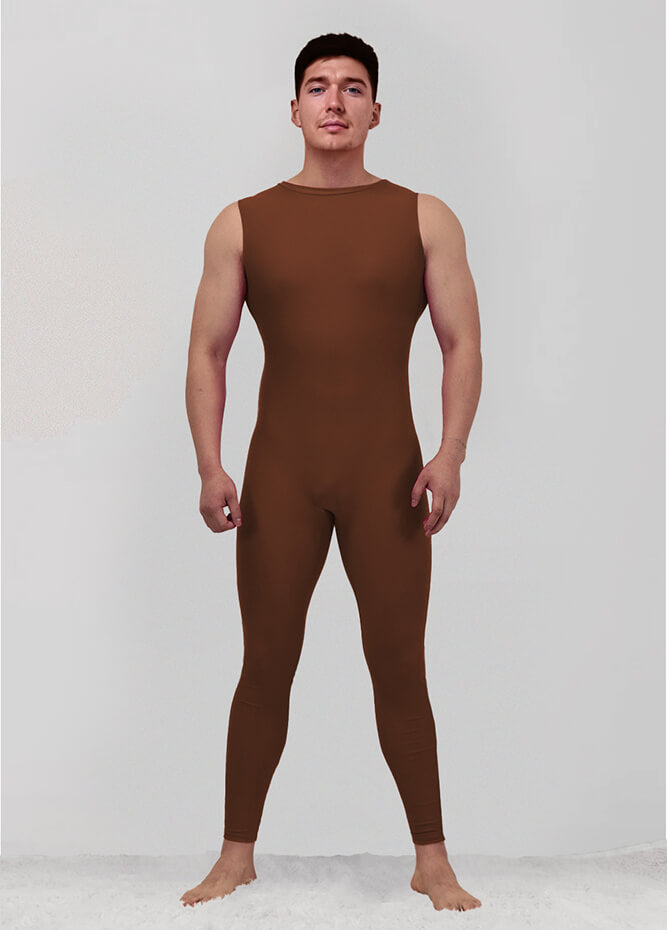 Mens Spandex Sleeveless Back Zipper Unitard