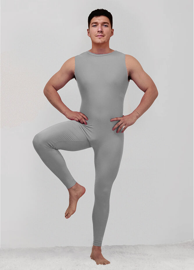 Mens Spandex Sleeveless Back Zipper Unitard