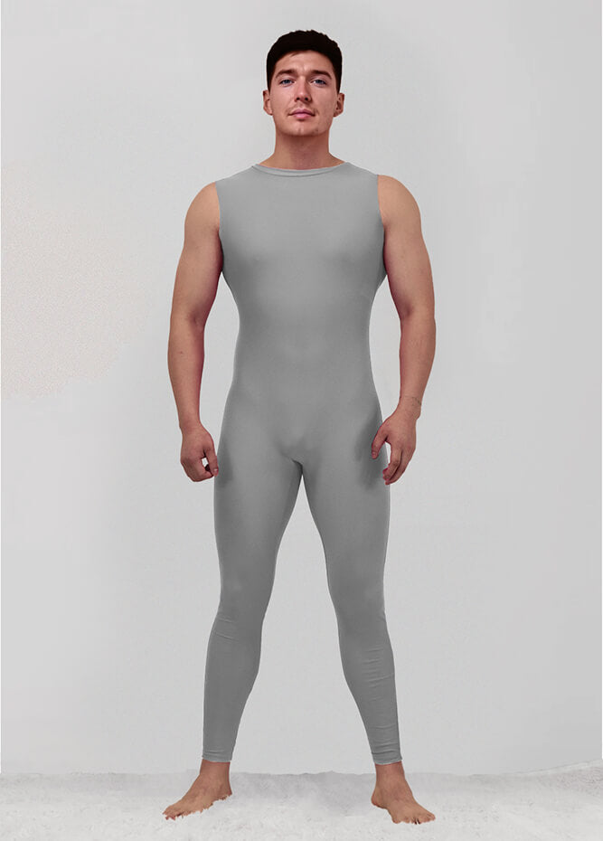 Mens Spandex Sleeveless Back Zipper Unitard