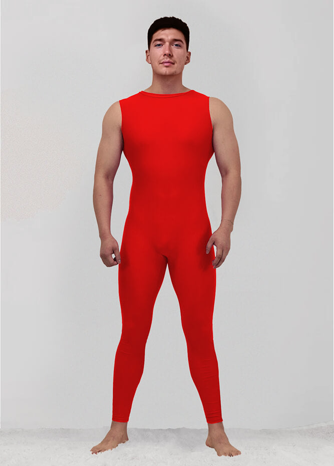 Mens Spandex Sleeveless Back Zipper Unitard