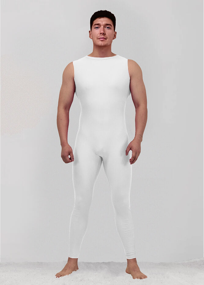 Mens Spandex Sleeveless Back Zipper Unitard