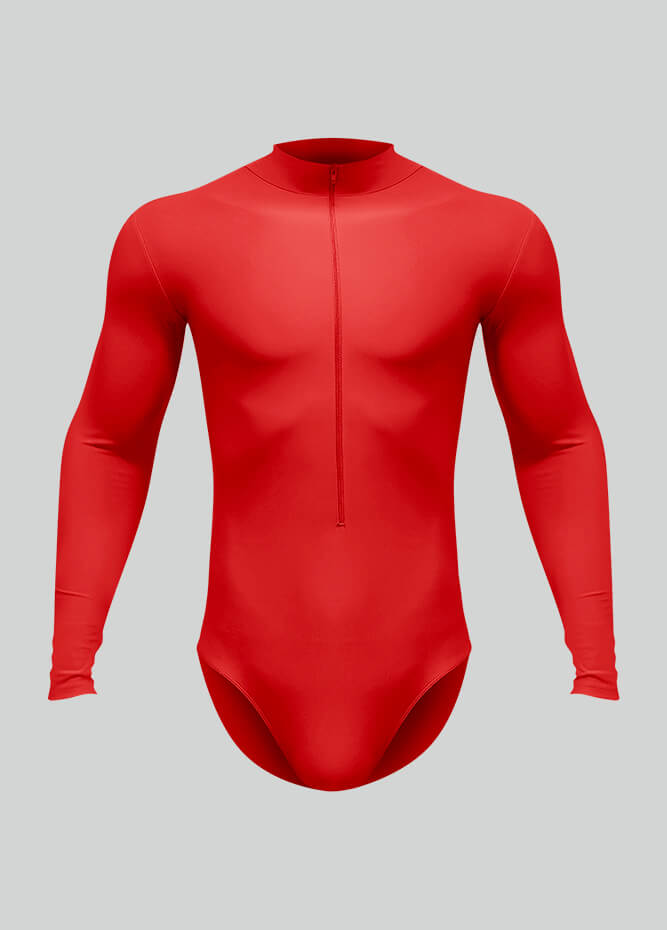 Mens Zip Front Long Sleeve Leotard