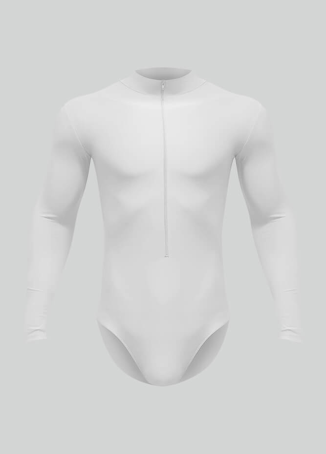 Mens Zip Front Long Sleeve Leotard