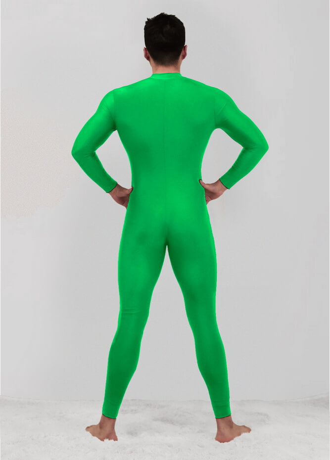 Mens Zip Front Spandex Long Sleeve Unitard
