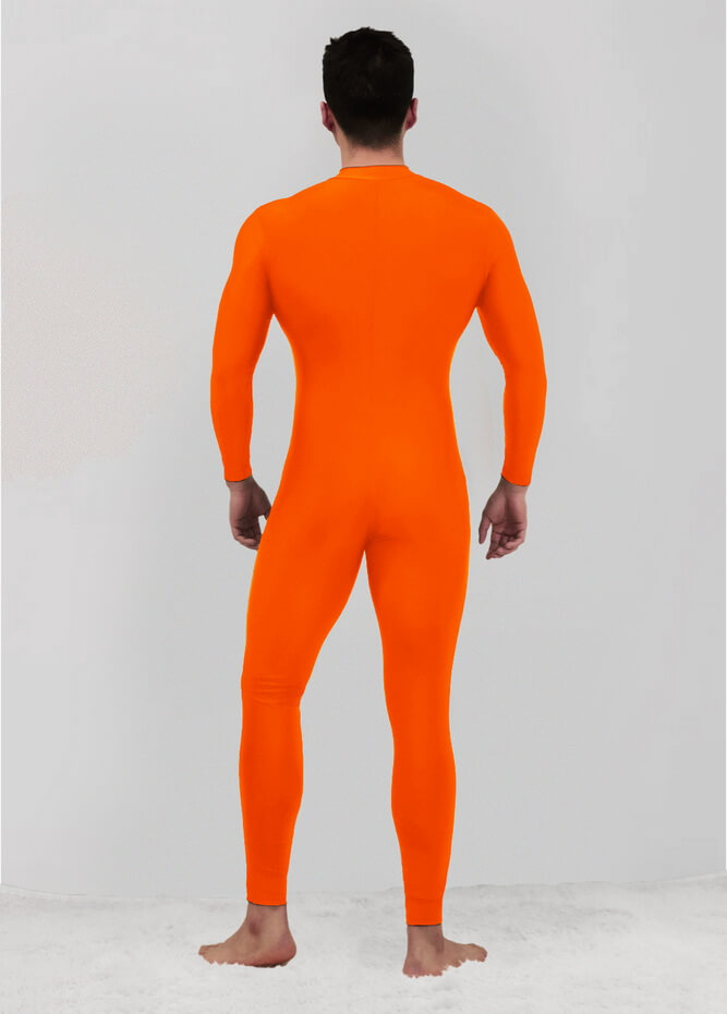 Mens Zip Front Spandex Long Sleeve Unitard