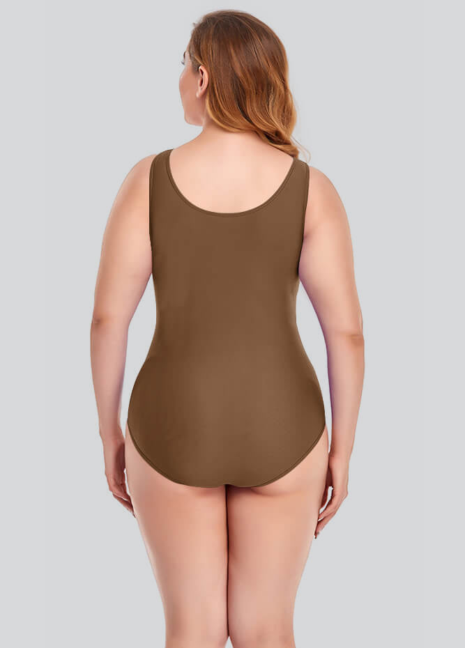 Plus Size Tank Leotard with Scoop Neck Bodysuit