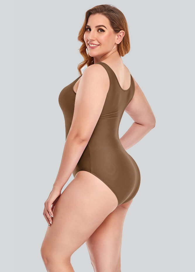 Plus Size Tank Leotard with Scoop Neck Bodysuit