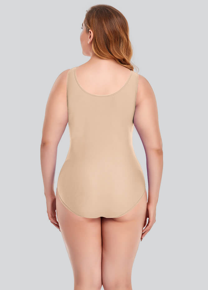 Plus Size Tank Leotard with Scoop Neck Bodysuit
