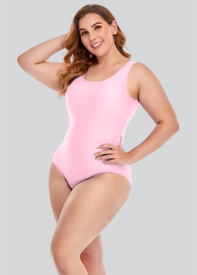 Plus Size Tank Leotard with Scoop Neck Bodysuit