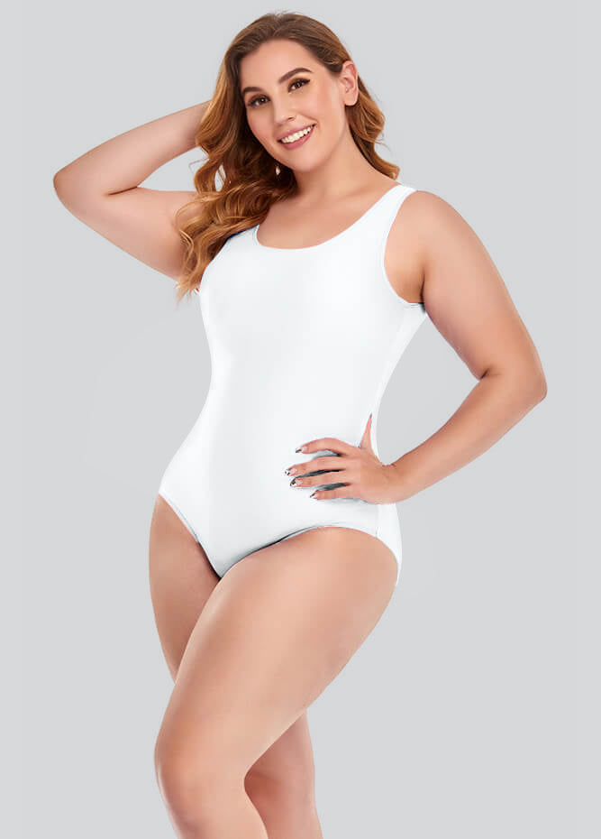 Plus Size Tank Leotard with Scoop Neck Bodysuit