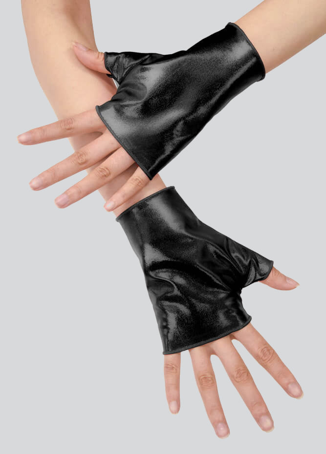 Shiny Metallic Fingerless Gloves for Women - 70s Disco & Space