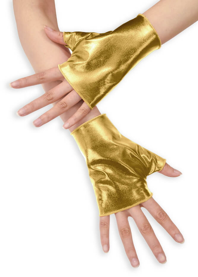 Shiny Metallic Fingerless Gloves