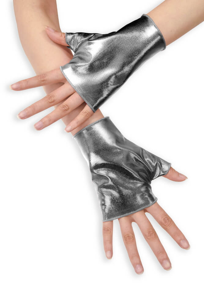 Shiny Metallic Fingerless Gloves