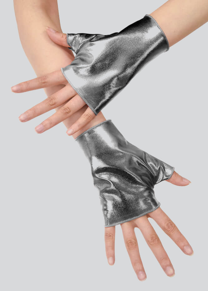 Shiny Metallic Fingerless Gloves