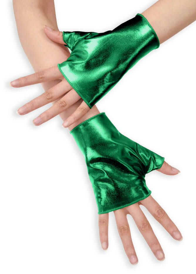 Shiny Metallic Fingerless Gloves