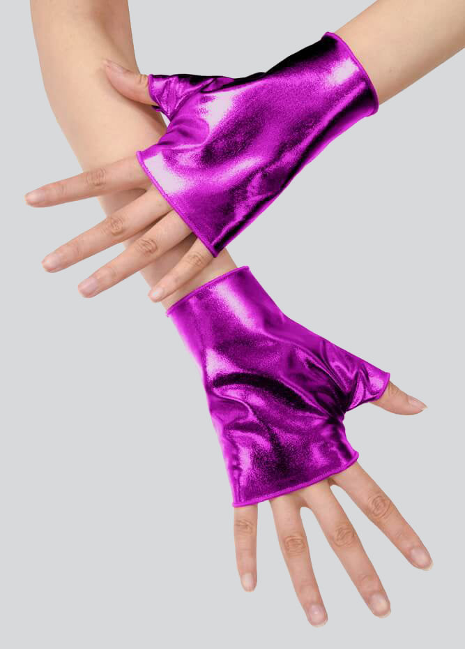 Shiny Metallic Fingerless Gloves
