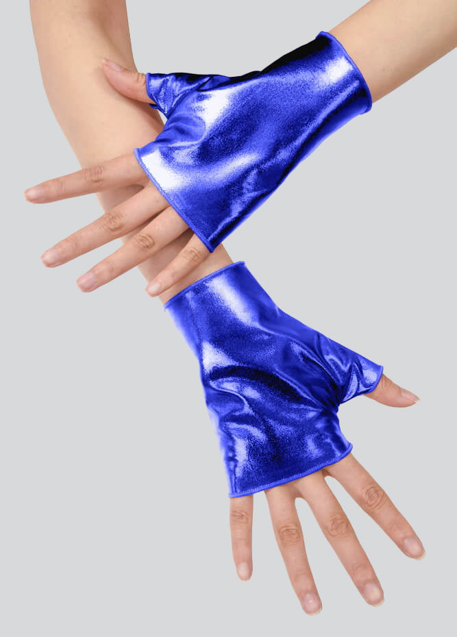 Shiny Metallic Fingerless Gloves for Women - 70s Disco & Space