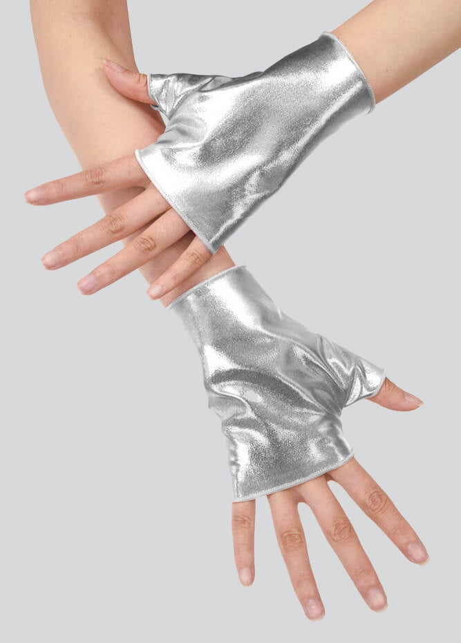 Shiny Metallic Fingerless Gloves