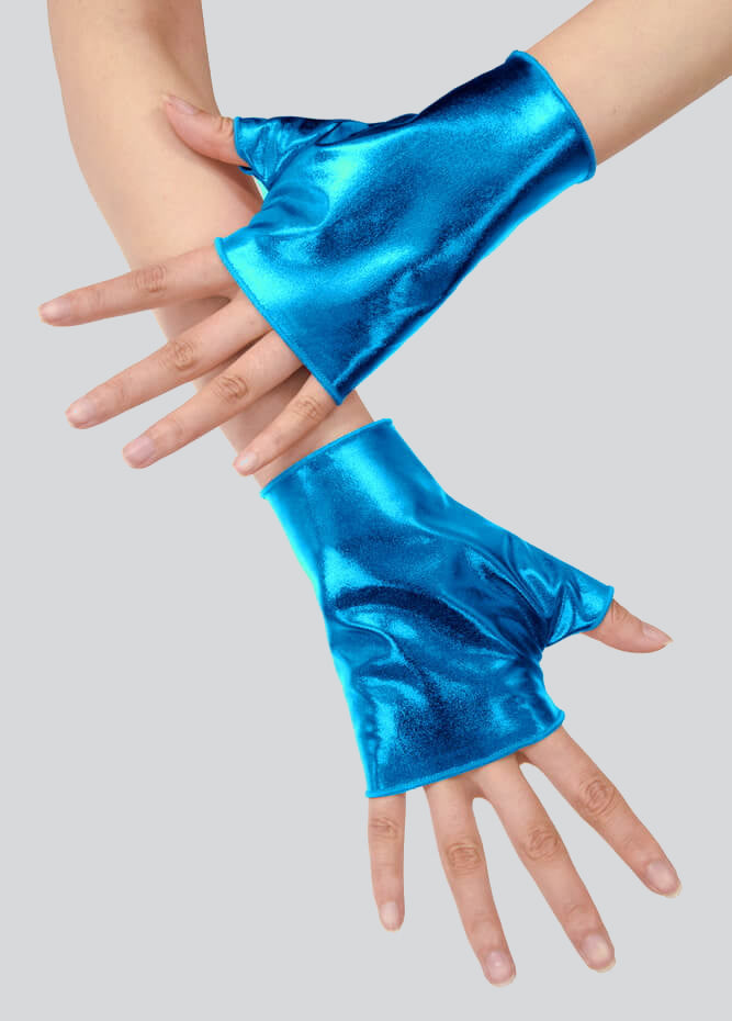 Shiny Metallic Fingerless Gloves