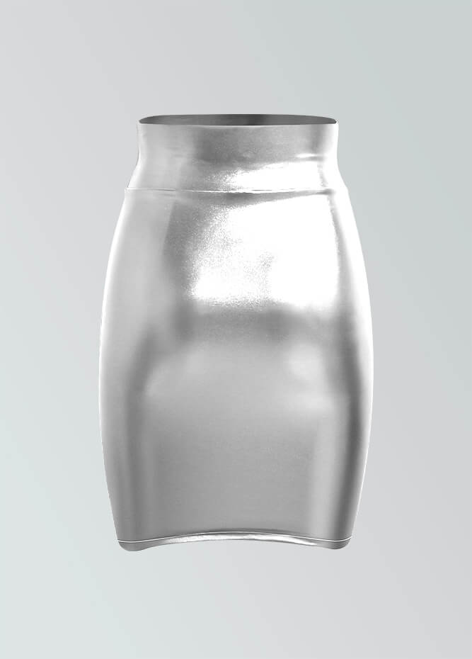Shiny Metallic High Waist Pencil Skirt