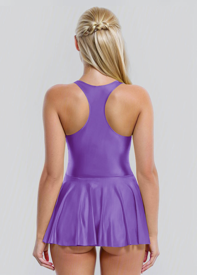Sleeveless Racerback Fitness Skirted Leotard