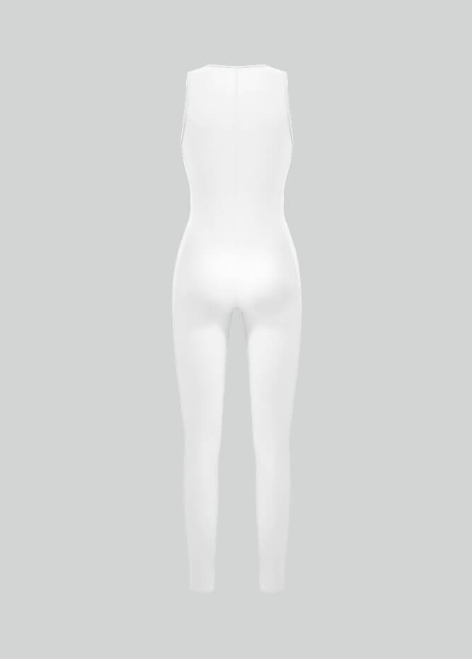 Spandex Sleeveless Zip Up Front Unitard Jumpsuit
