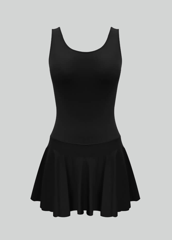 Thong Sleeveless Leotard with Skirt