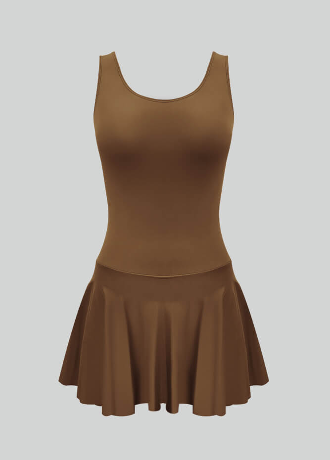 Thong Sleeveless Leotard with Skirt