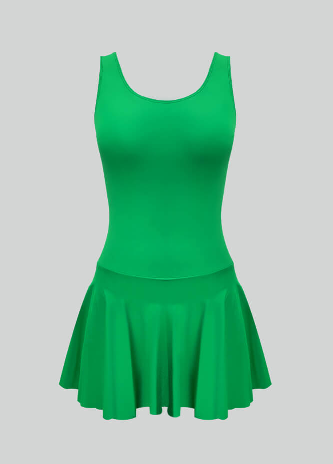 Thong Sleeveless Leotard with Skirt