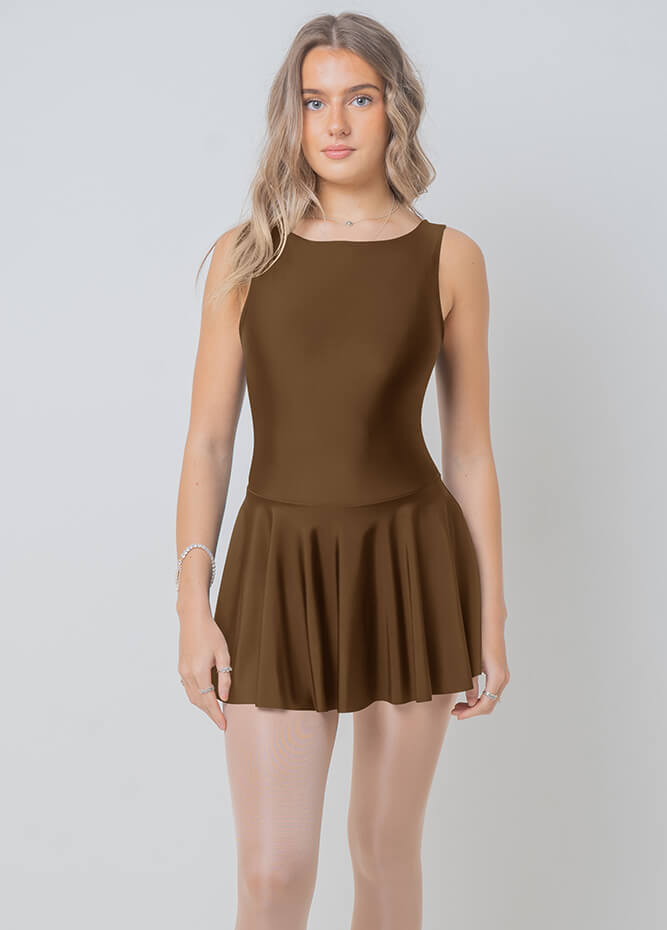 Womens Backless Tank Skirted Leotard