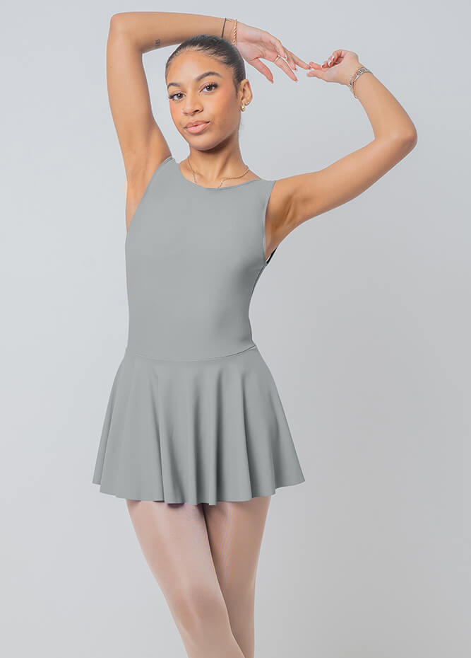 Womens Backless Tank Skirted Leotard