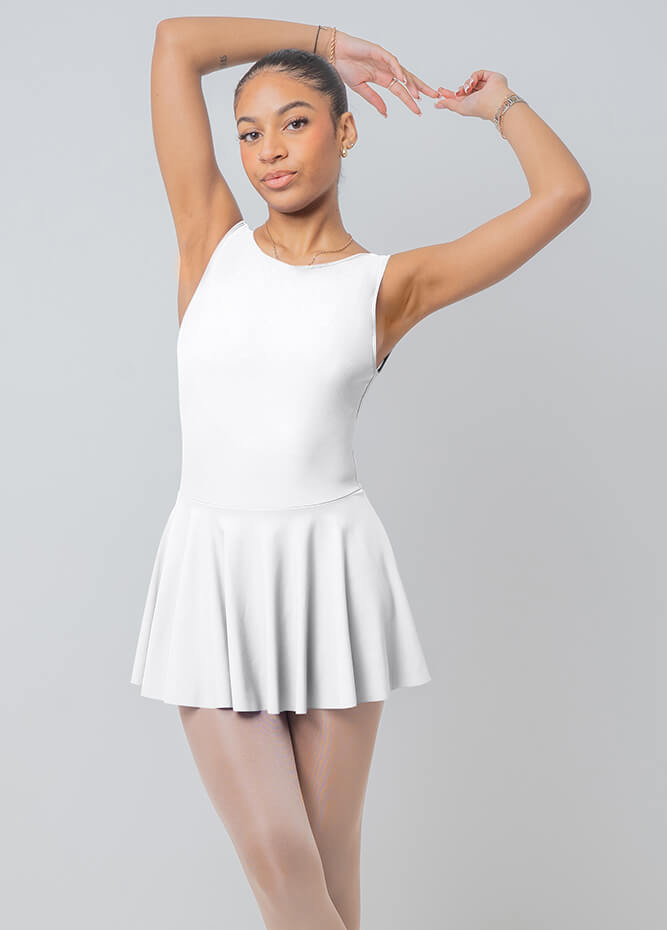 Womens Backless Tank Skirted Leotard