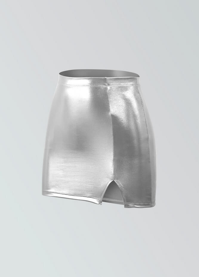 Womens Metallic Bodycon Mini Skirt